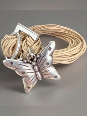 Beautiful bohemian chic, butterfly, charm, multi strand, small buckle bracelet